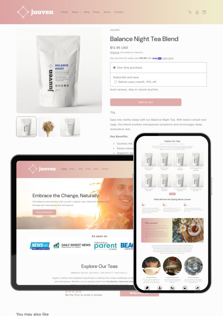 Organic Menopause & Women’s Wellness Tea Store