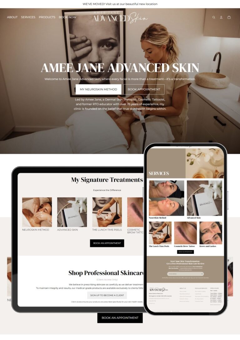 Advanced Skin Clinic — Shopify Service & Product Website